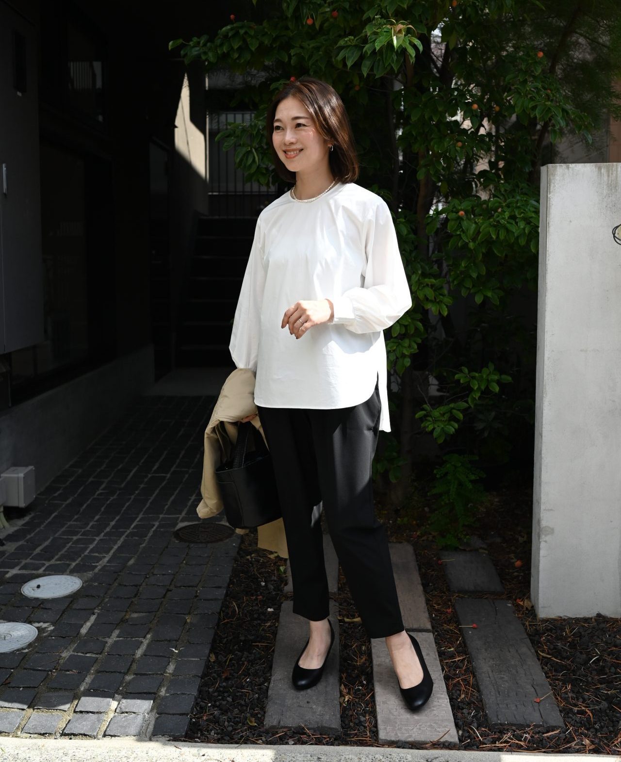 OURHOME|着回し広がる袖パフブラウス 参観日やランチにも使えるきれいめスタイリング