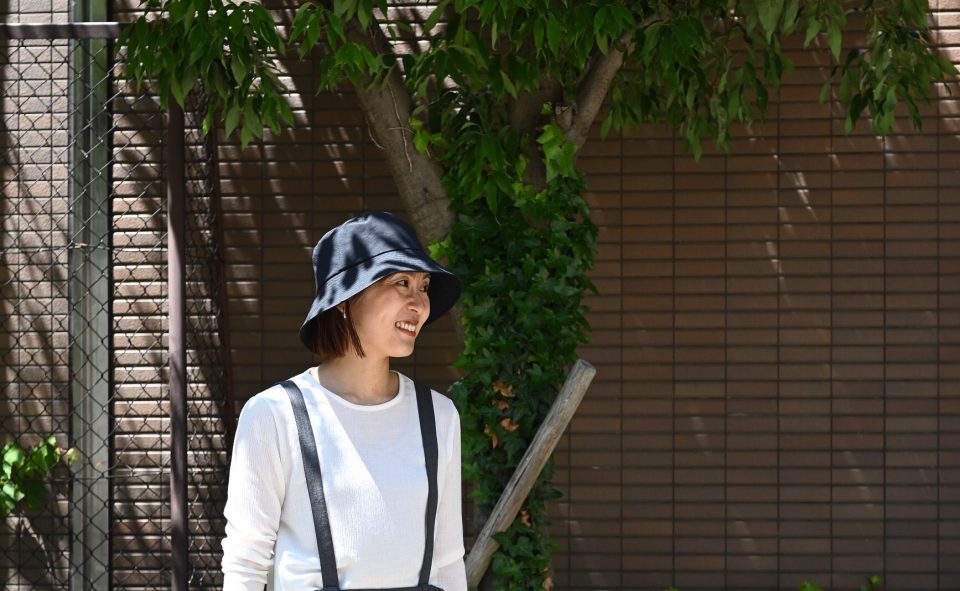 50代　40代　30代　コーデ　ワーママ　きれいめ　通勤　　UV対策　ハット　帽子