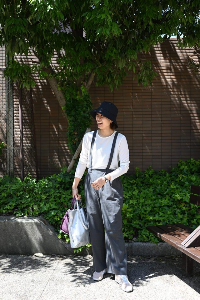 50代　40代　30代　コーデ　ワーママ　きれいめ　通勤　　UV対策　ハット　帽子