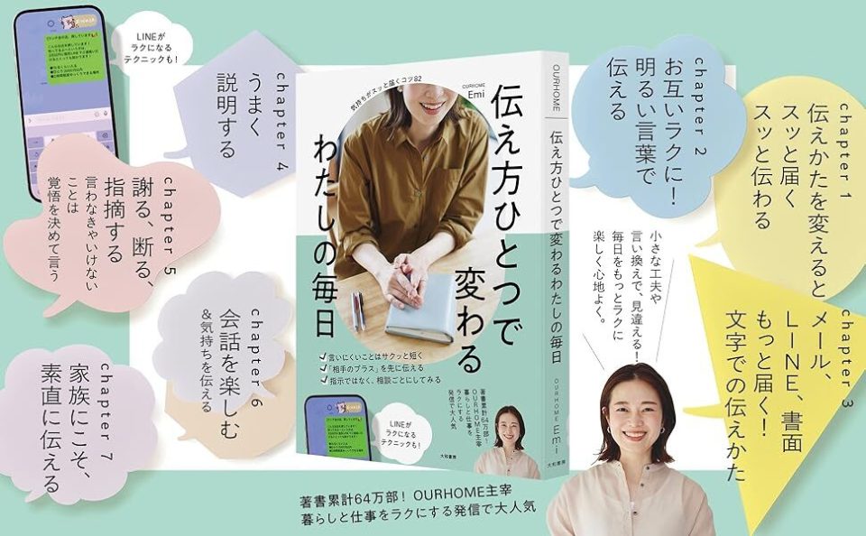 伝え方
伝え方のコツ
伝え方 本
コミュニケーション 本
話し方 本
上手な伝え方
伝わる話し方
職場の伝え方
夫婦の伝え方
家族 コミュニケーション
人間関係をよくする方法
伝える力
言葉の選び方
コミュニケーション術
OURHOME Emi 新刊
伝え方ひとつで変わる わたしの毎日
OURHOME 本
Emi 新刊 Amazon
Amazon 予約 伝え方
暮らしを整える本