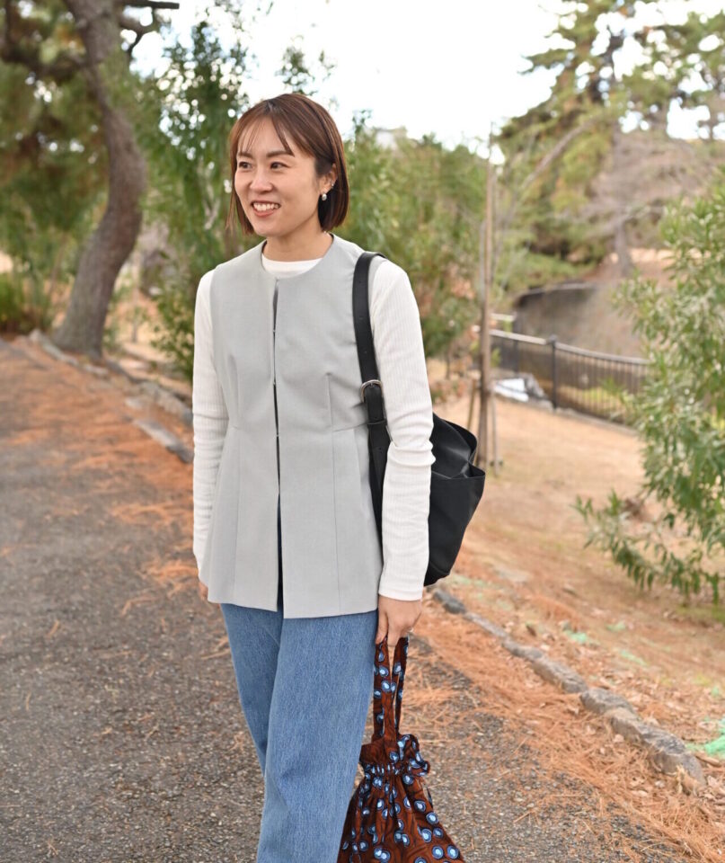 30代  40代  50代  60代　コーデ　ワーママ　通勤　休日　きれいめ　ベスト　ジャケット　ファッション　ウェア　セレモニー　服　 OURHOME  高身長　低身長　洗える　